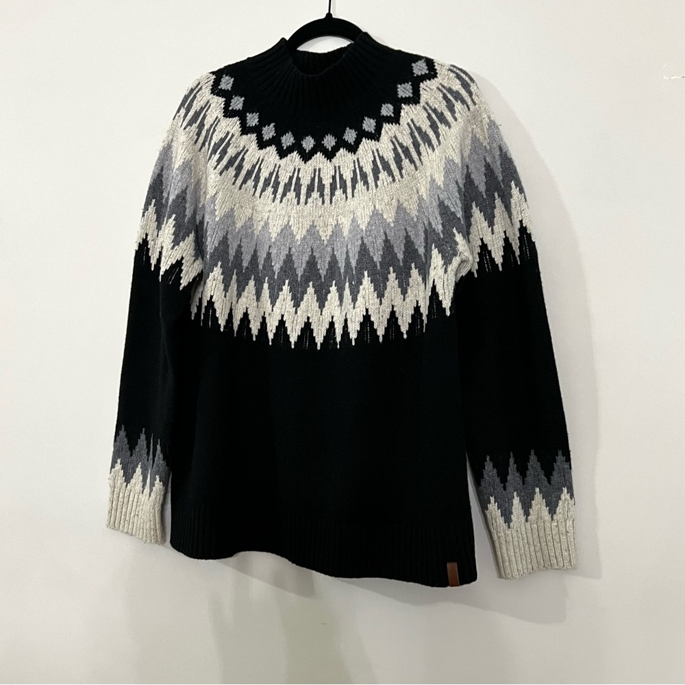 Obermeyer 100% wool  Ivy Mock Neck Fair Isle Nordic Sweater women's size XL - Picture 2 of 13